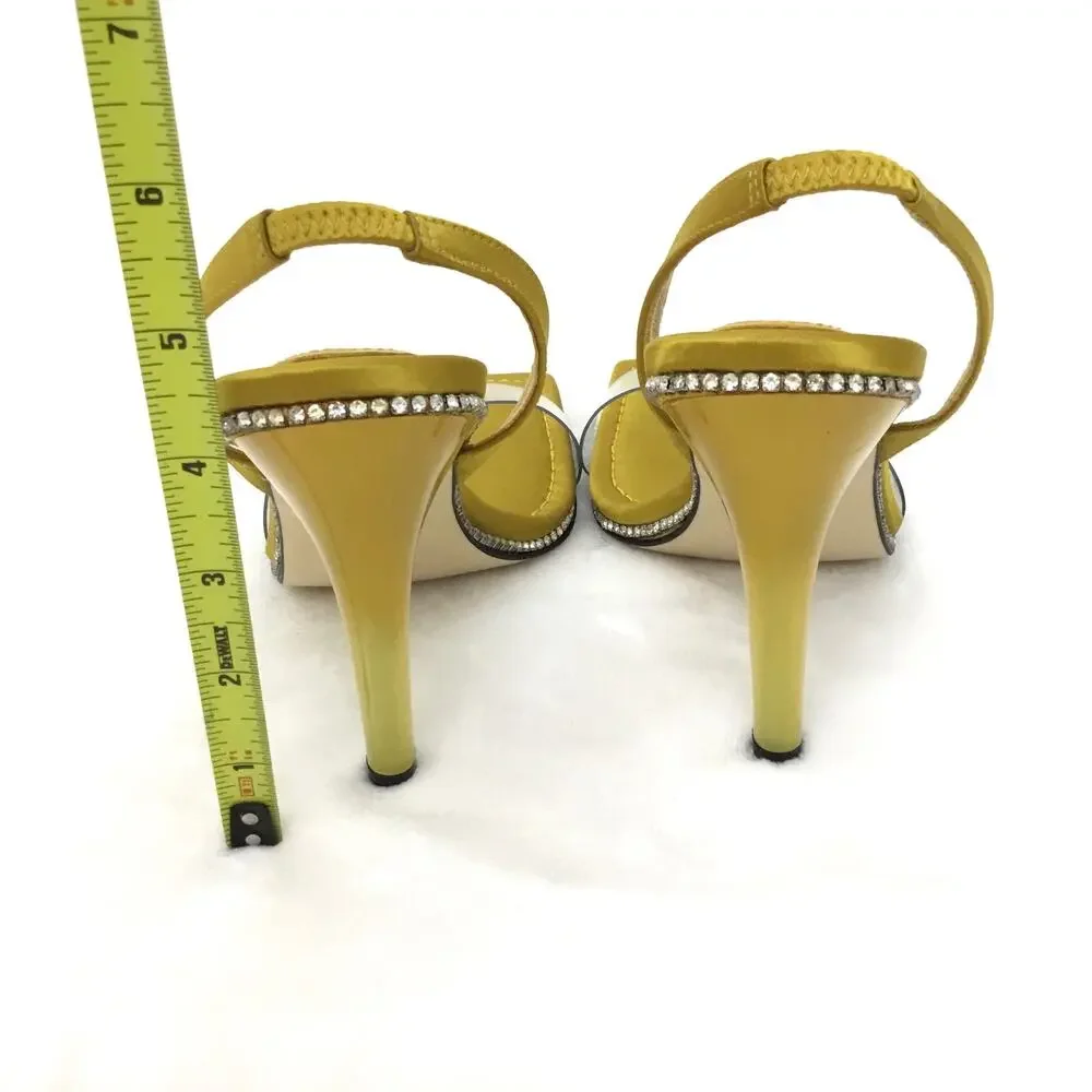 Good American CRYSTAL Crush Lucite Sandal Yellow SIZE 7 - Picture 4 of 6
